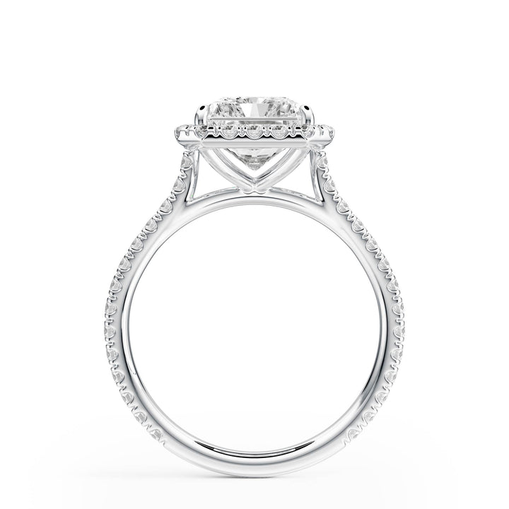 Cathedral Halo Radiant Pavé Diamond Engagement Ring - R1269 in Ring by 18 KARATS INC.