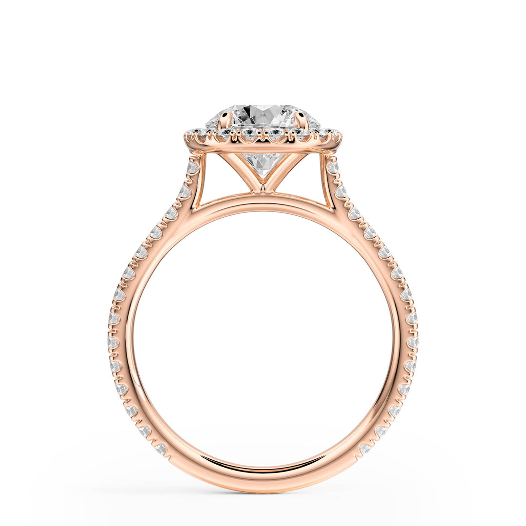 Cathedral Halo Round Pavé Diamond Engagement Ring - R1269 in Ring by 18 KARATS INC.