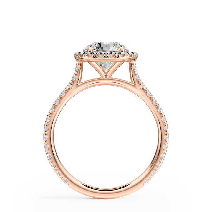Cathedral Halo Round Pavé Diamond Engagement Ring - R1269 in Ring by 18 KARATS INC.