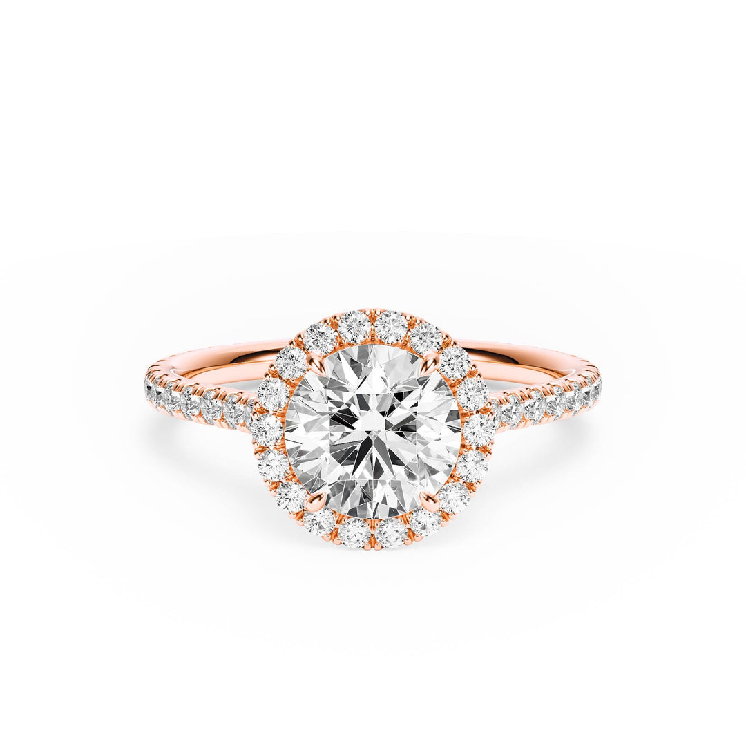 Cathedral Halo Round Pavé Diamond Engagement Ring - R1269 in Ring by 18 KARATS INC.