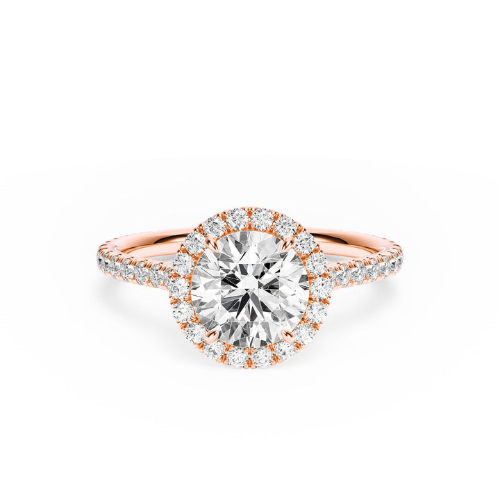 Cathedral Halo Round Pavé Diamond Engagement Ring - R1269 in Ring by 18 KARATS INC.