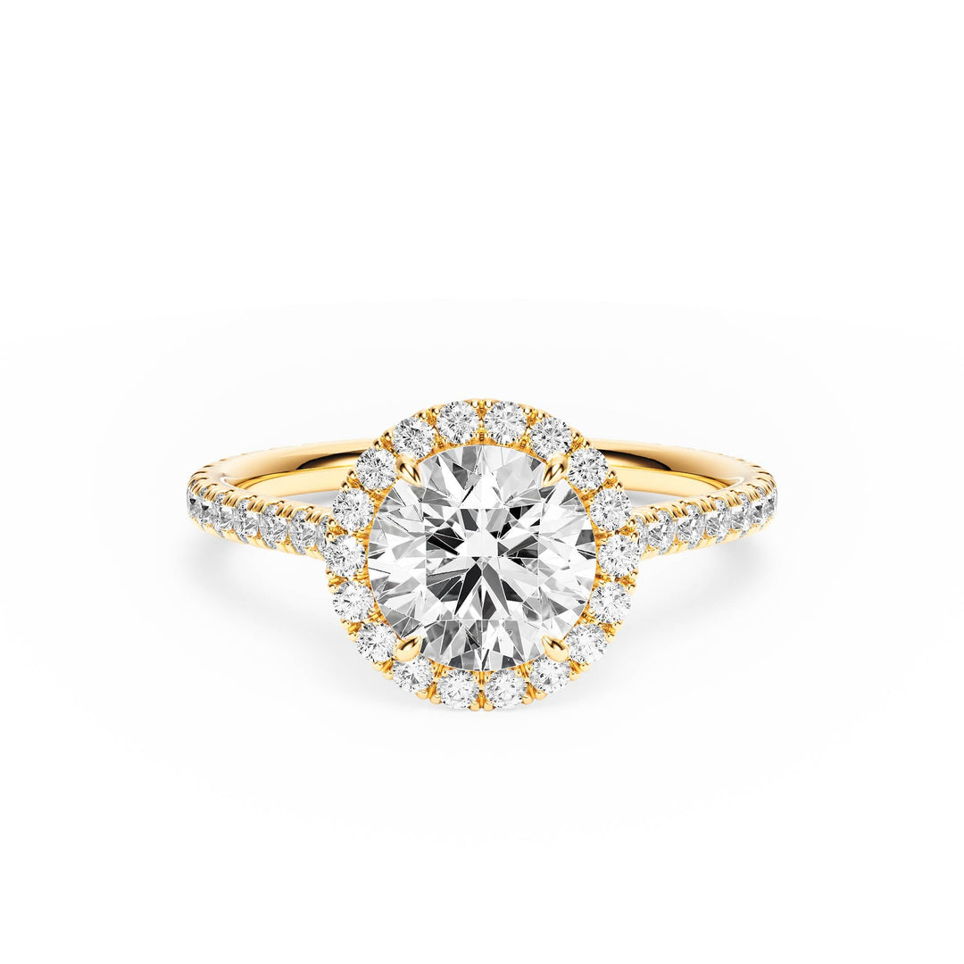 Cathedral Halo Round Pavé Diamond Engagement Ring - R1269 in Ring by 18 KARATS INC.
