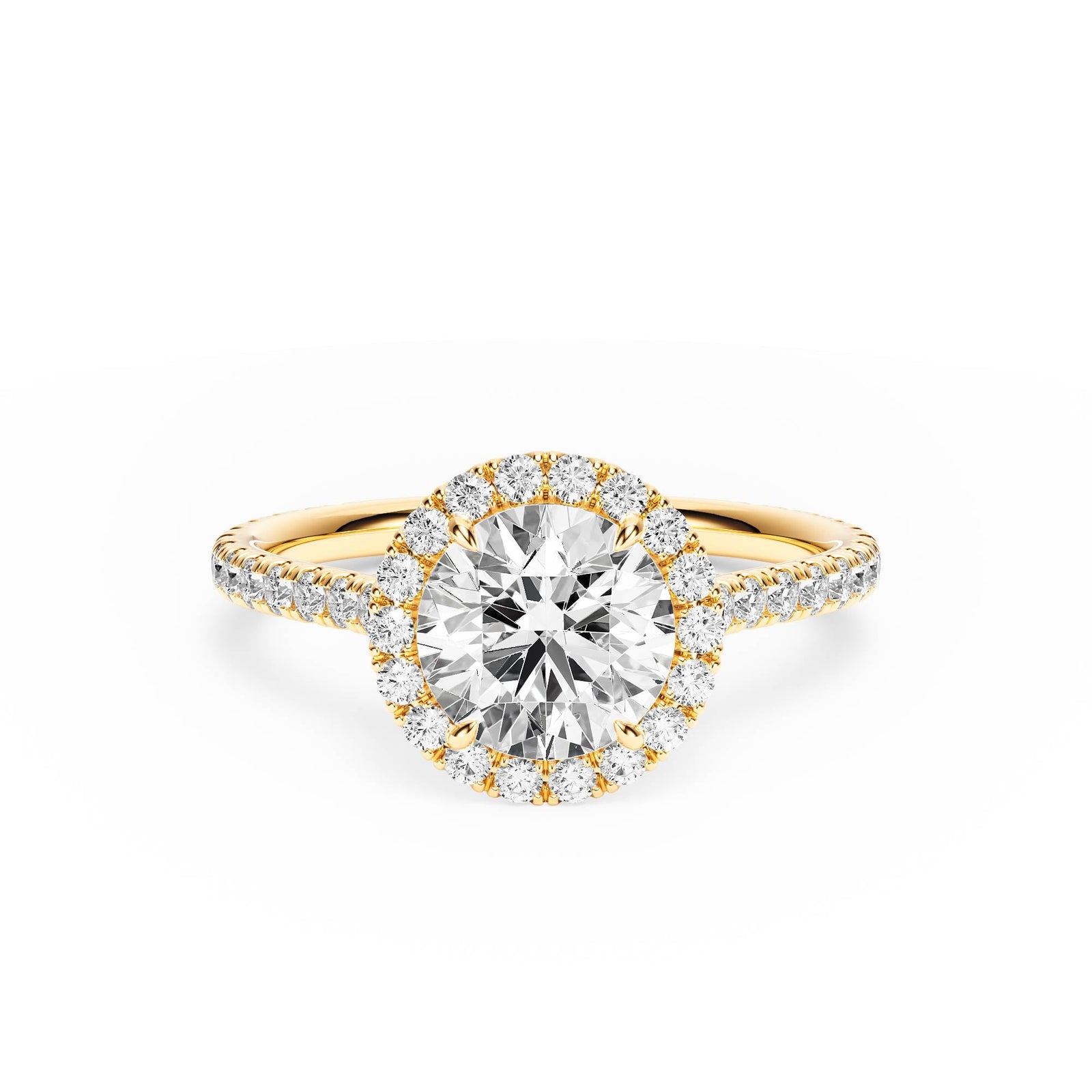 Cathedral Halo Round Pavé Diamond Engagement Ring - R1269 in Ring by 18 KARATS INC.
