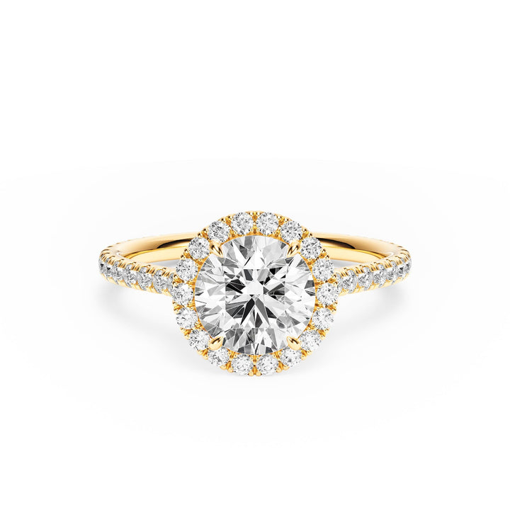 Cathedral Halo Round Pavé Diamond Engagement Ring - R1269 in Ring by 18 KARATS INC.