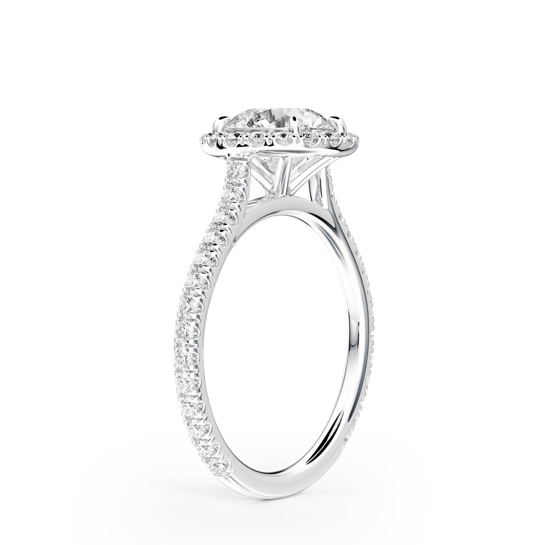 Cathedral Halo Round Pavé Diamond Engagement Ring - R1269 in Ring by 18 KARATS INC.