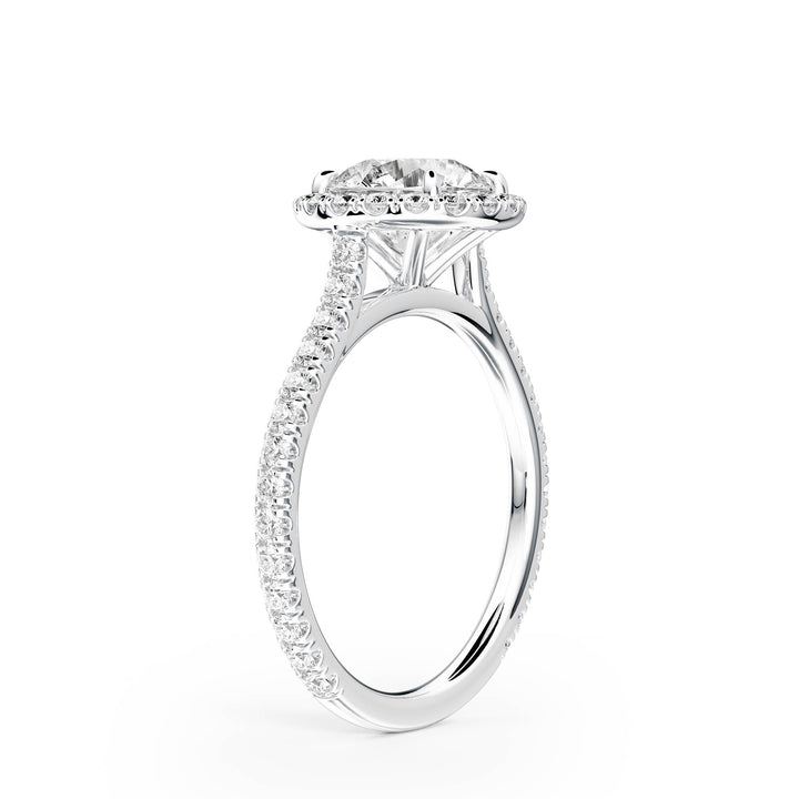 Cathedral Halo Round Pavé Diamond Engagement Ring - R1269 in Ring by 18 KARATS INC.