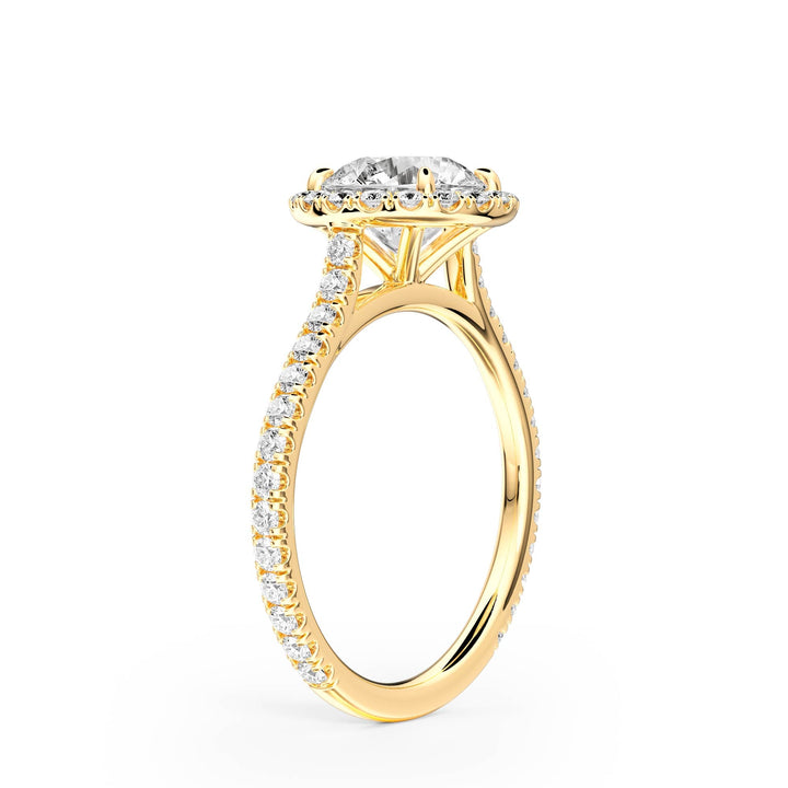 Cathedral Halo Round Pavé Diamond Engagement Ring - R1269 in Ring by 18 KARATS INC.