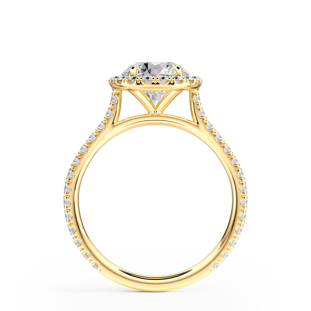 Cathedral Halo Round Pavé Diamond Engagement Ring - R1269 in Ring by 18 KARATS INC.