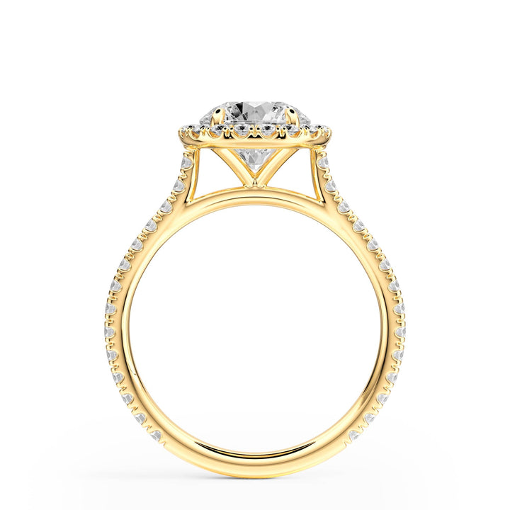Cathedral Halo Round Pavé Diamond Engagement Ring - R1269 in Ring by 18 KARATS INC.
