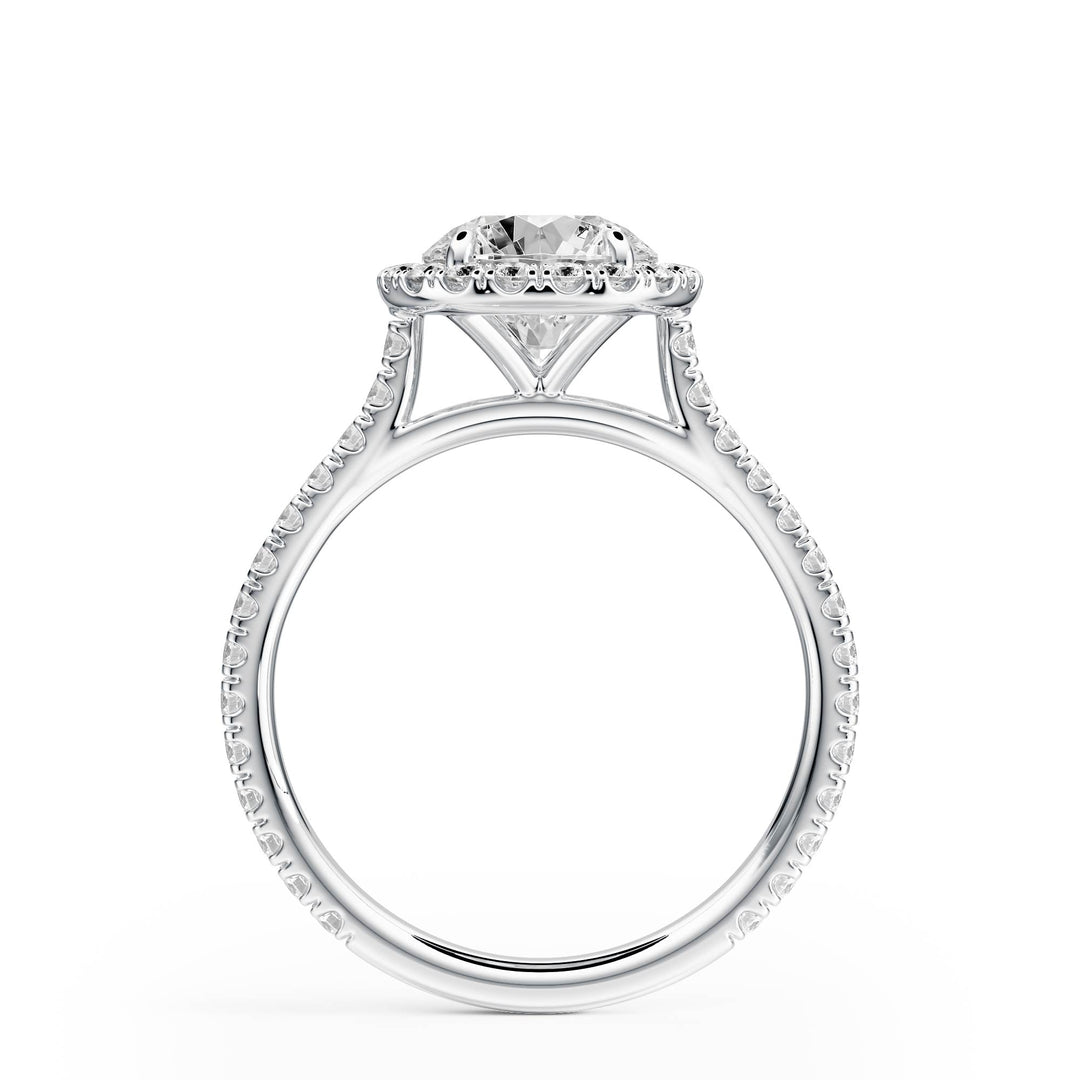 Cathedral Halo Round Pavé Diamond Engagement Ring - R1269 in Ring by 18 KARATS INC.