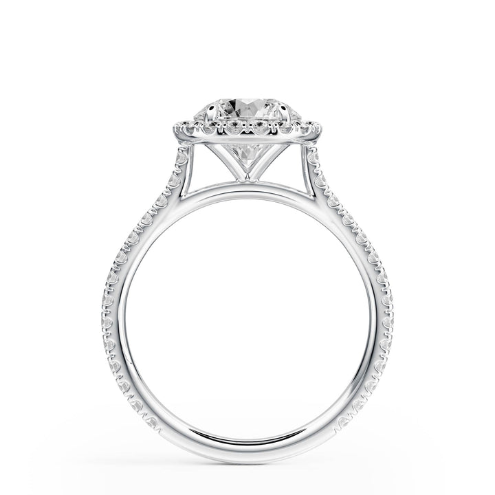 Cathedral Halo Round Pavé Diamond Engagement Ring - R1269 in Ring by 18 KARATS INC.