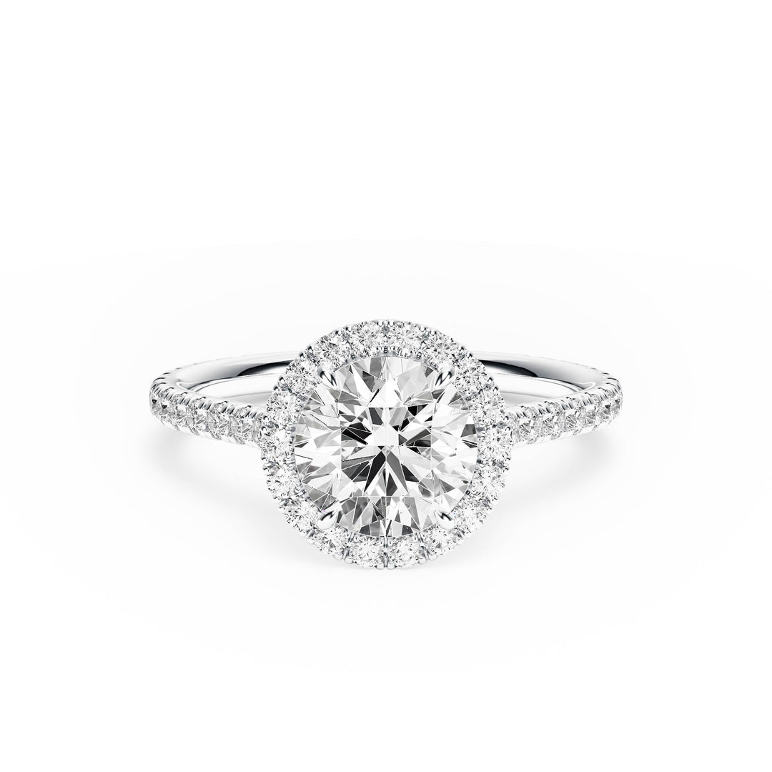 Cathedral Halo Round Pavé Diamond Engagement Ring - R1269 in Ring by 18 KARATS INC.