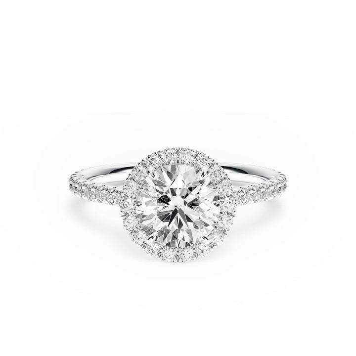 Cathedral Halo Round Pavé Diamond Engagement Ring - R1269 in Ring by 18 KARATS INC.