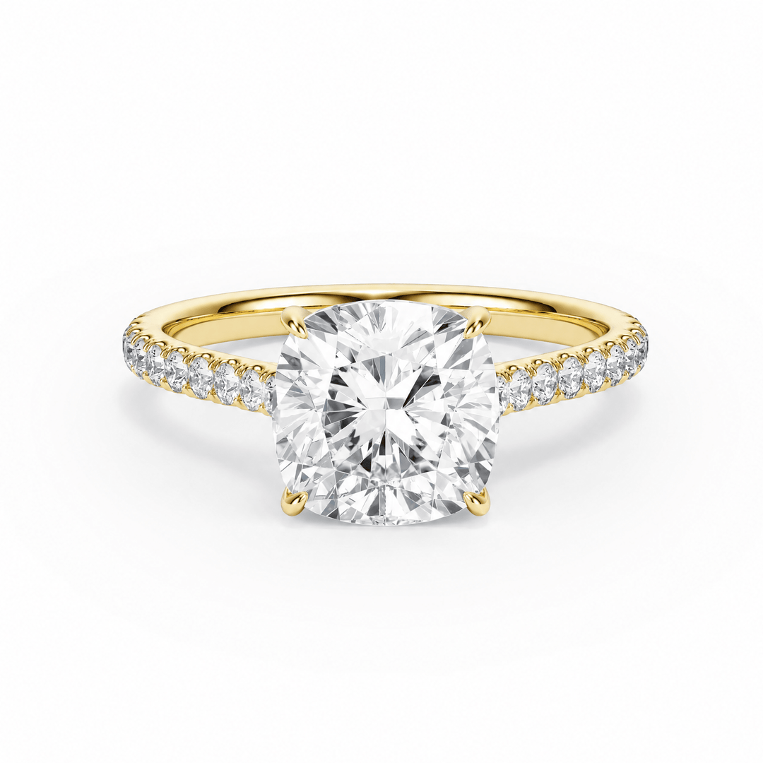 Cathedral Pavé Cushion Diamond Engagement Ring in Ring by 18 KARATS INC.