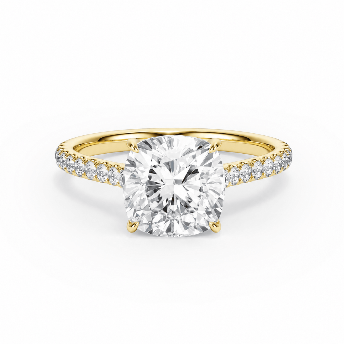 Cathedral Pavé Cushion Diamond Engagement Ring in Ring by 18 KARATS INC.