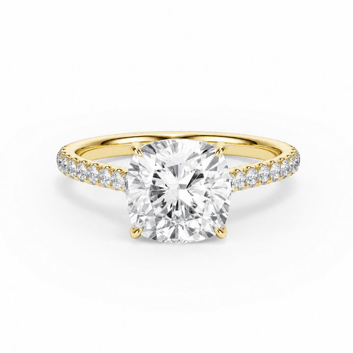 Cathedral Pavé Cushion Diamond Engagement Ring in Ring by 18 KARATS INC.