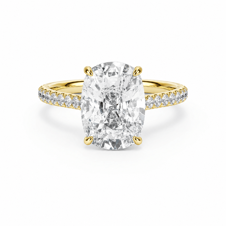 Cathedral Pavé Elongated Cushion Diamond Engagement Ring in Ring by 18 KARATS INC.