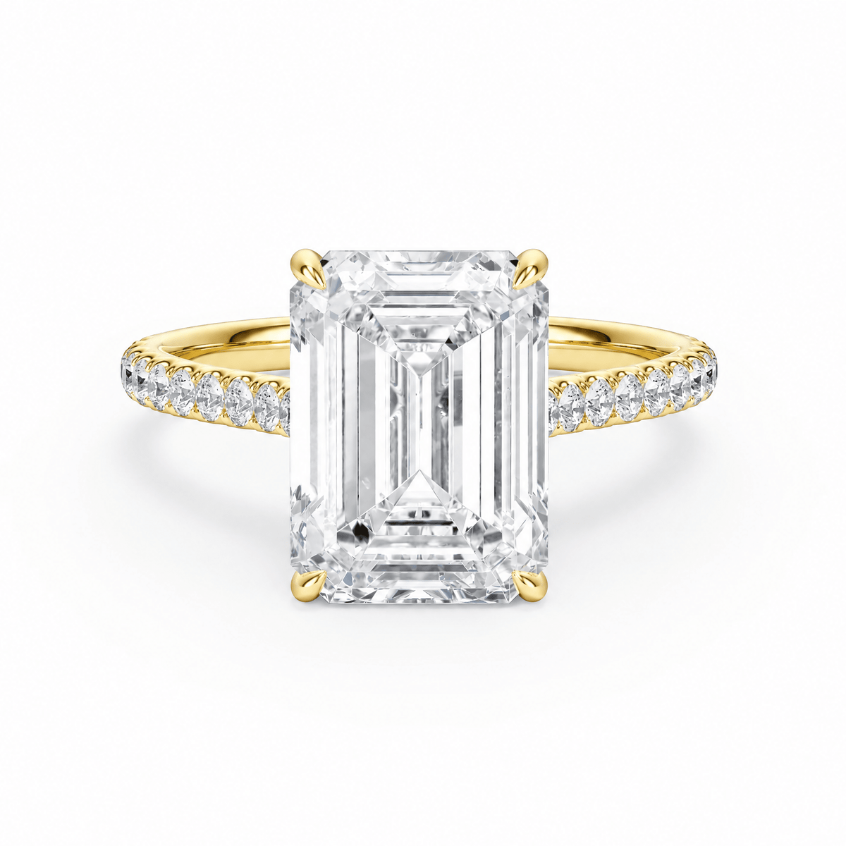 Cathedral Pavé Emerald Diamond Engagement Ring in Ring by 18 KARATS INC.