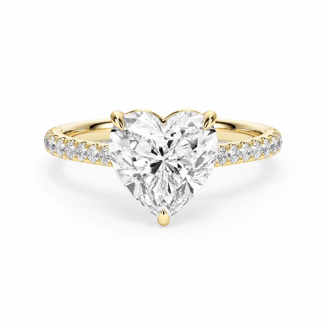 Cathedral Pavé Heart Diamond Engagement Ring in Ring by 18 KARATS INC.