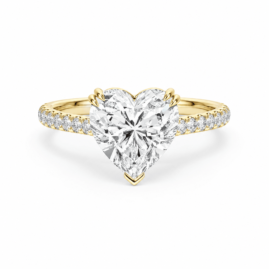 Cathedral Pavé Heart Diamond Engagement Ring With Double Prong in Ring by 18 KARATS INC.