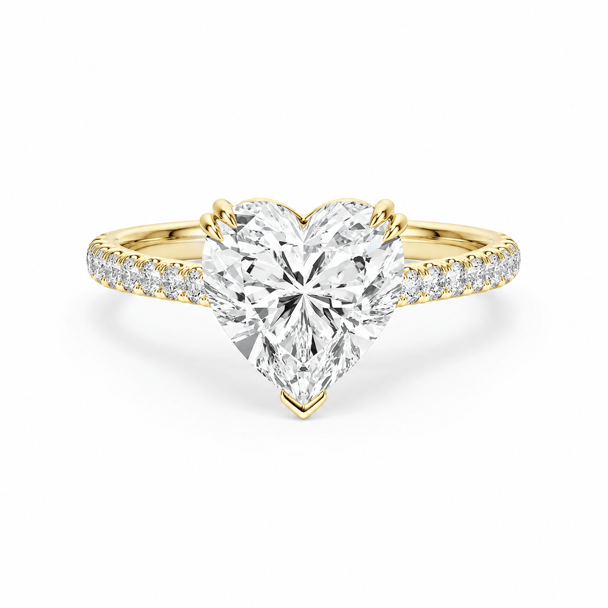 Cathedral Pavé Heart Diamond Engagement Ring With Double Prong in Ring by 18 KARATS INC.