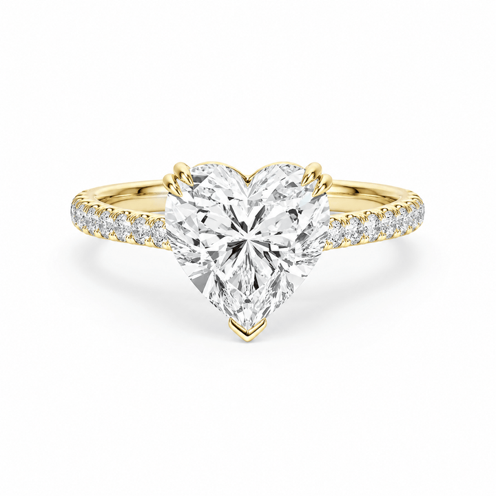 Cathedral Pavé Heart Diamond Engagement Ring With Double Prong in Ring by 18 KARATS INC.