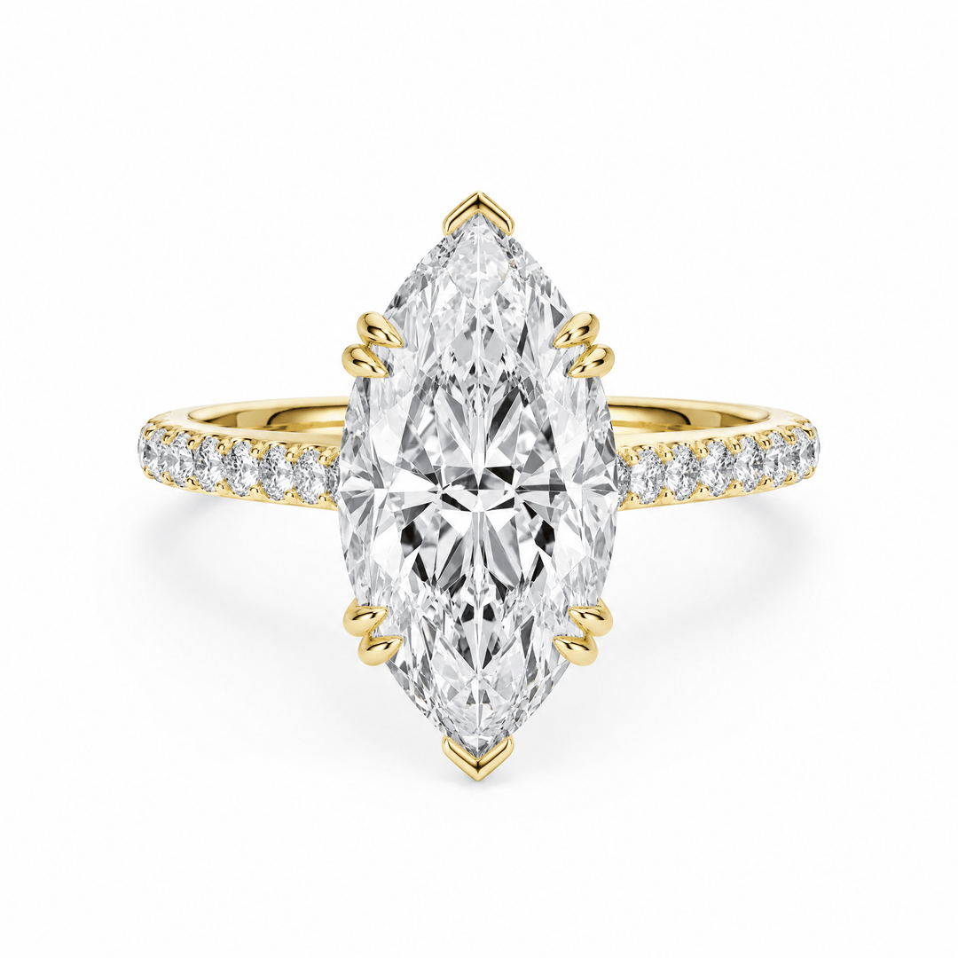 Cathedral Pavé Marquise Diamond Engagement Ring With Double Prong in Ring by 18 KARATS INC.