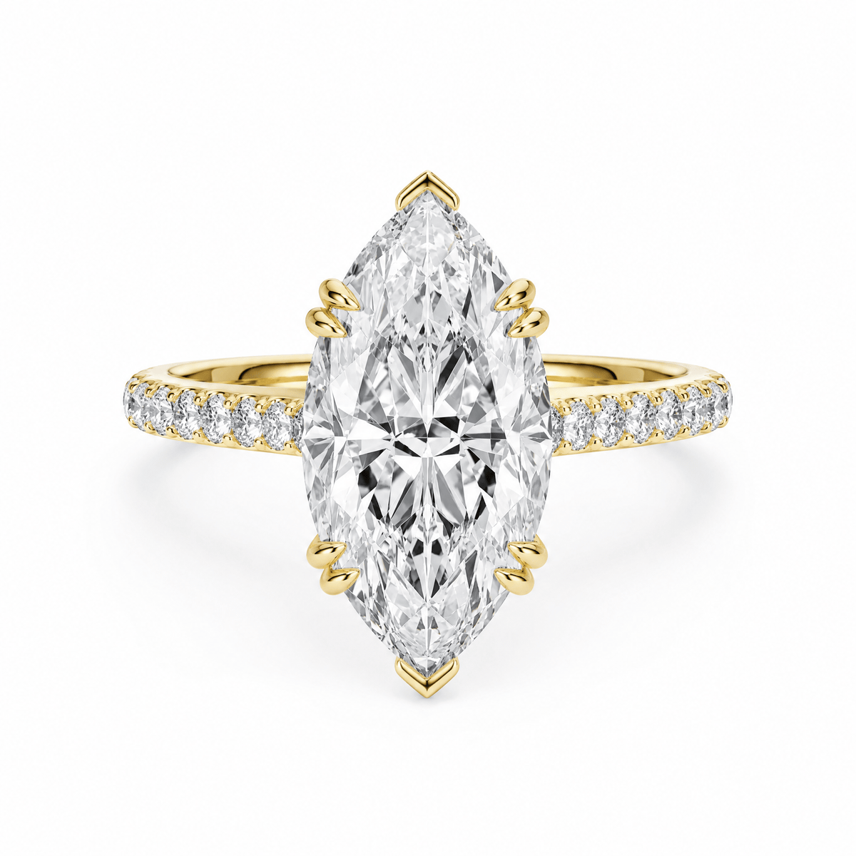 Cathedral Pavé Marquise Diamond Engagement Ring With Double Prong in Ring by 18 KARATS INC.
