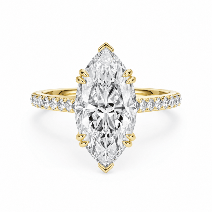 Cathedral Pavé Marquise Diamond Engagement Ring With Double Prong in Ring by 18 KARATS INC.