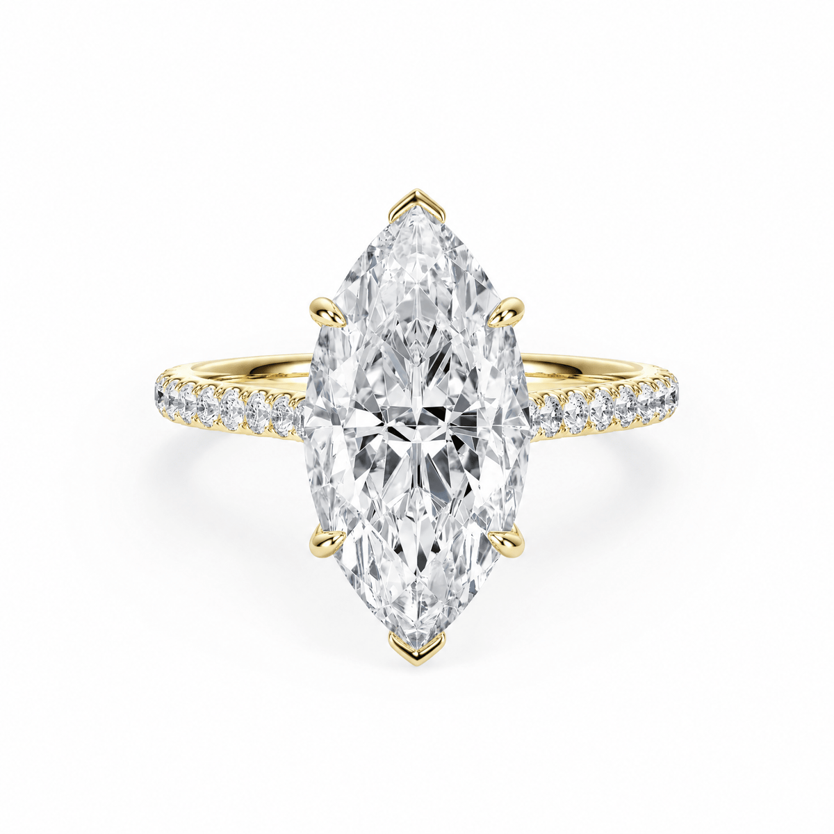 Cathedral Pavé Marquise Lab Diamond Engagement Ring in Ready Rings by 18 KARATS INC.
