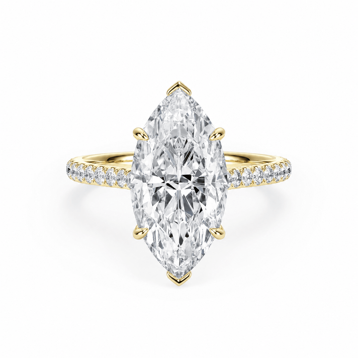 Cathedral Pavé Marquise Lab Diamond Engagement Ring in Ready Rings by 18 KARATS INC.