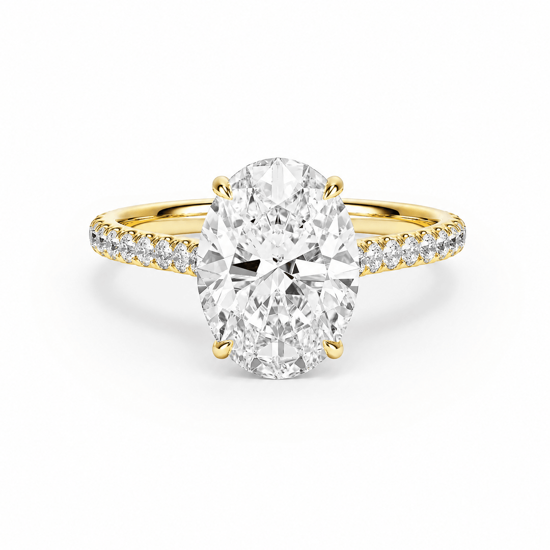 Cathedral Pavé Oval Diamond Engagement Ring in Ring by 18 KARATS INC.