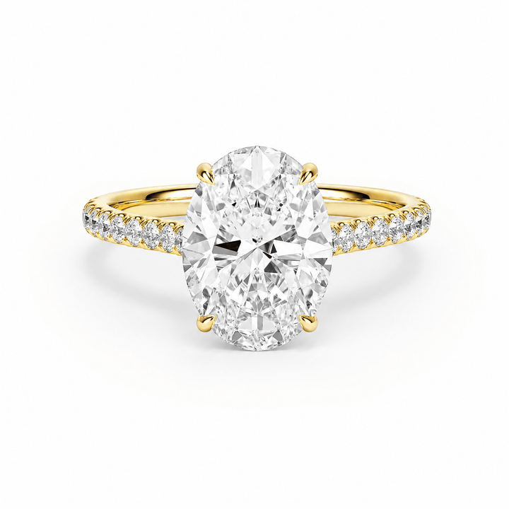 Cathedral Pavé Oval Diamond Engagement Ring in Ring by 18 KARATS INC.