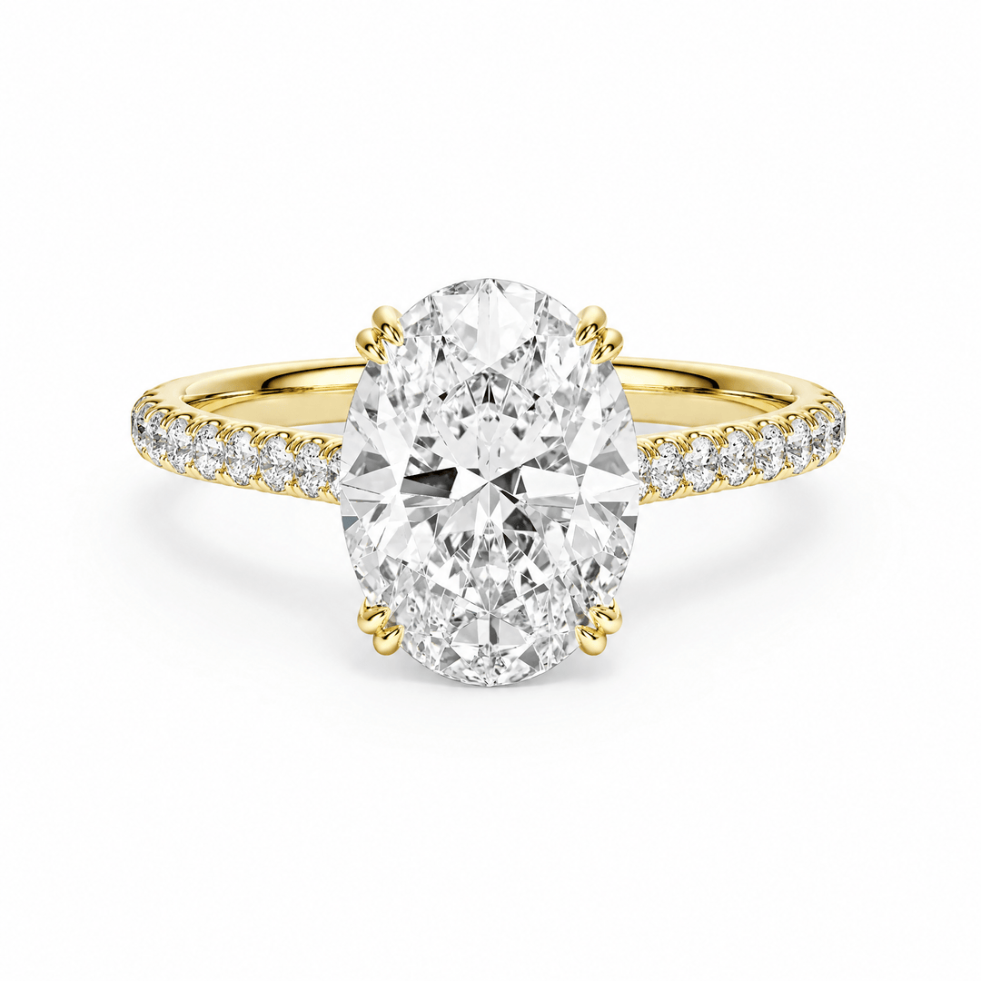 Cathedral Pavé Oval Diamond Engagement Ring With Double Prong in Ring by 18 KARATS INC.