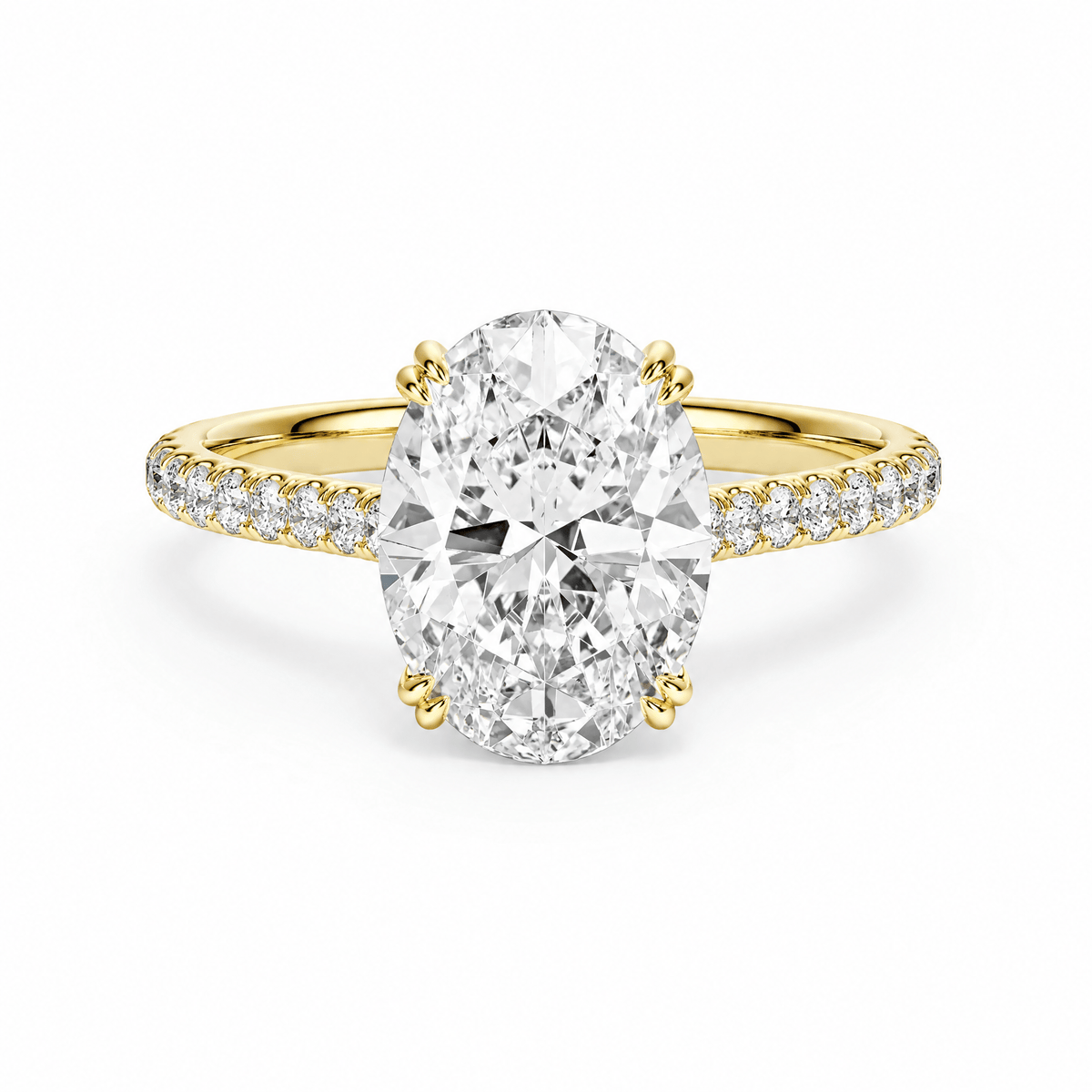 Cathedral Pavé Oval Diamond Engagement Ring With Double Prong in Ring by 18 KARATS INC.