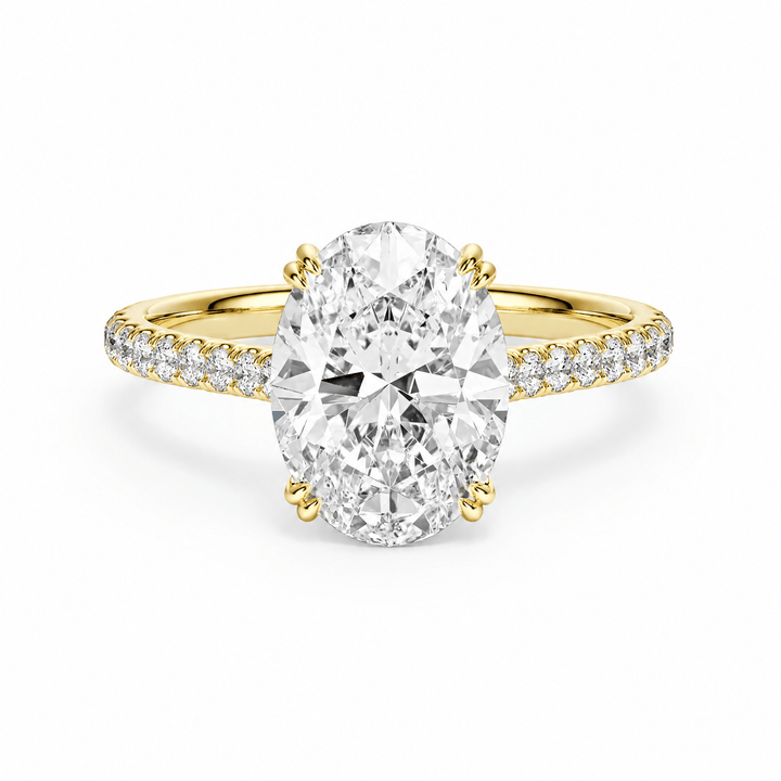 Cathedral Pavé Oval Diamond Engagement Ring With Double Prong in Ring by 18 KARATS INC.
