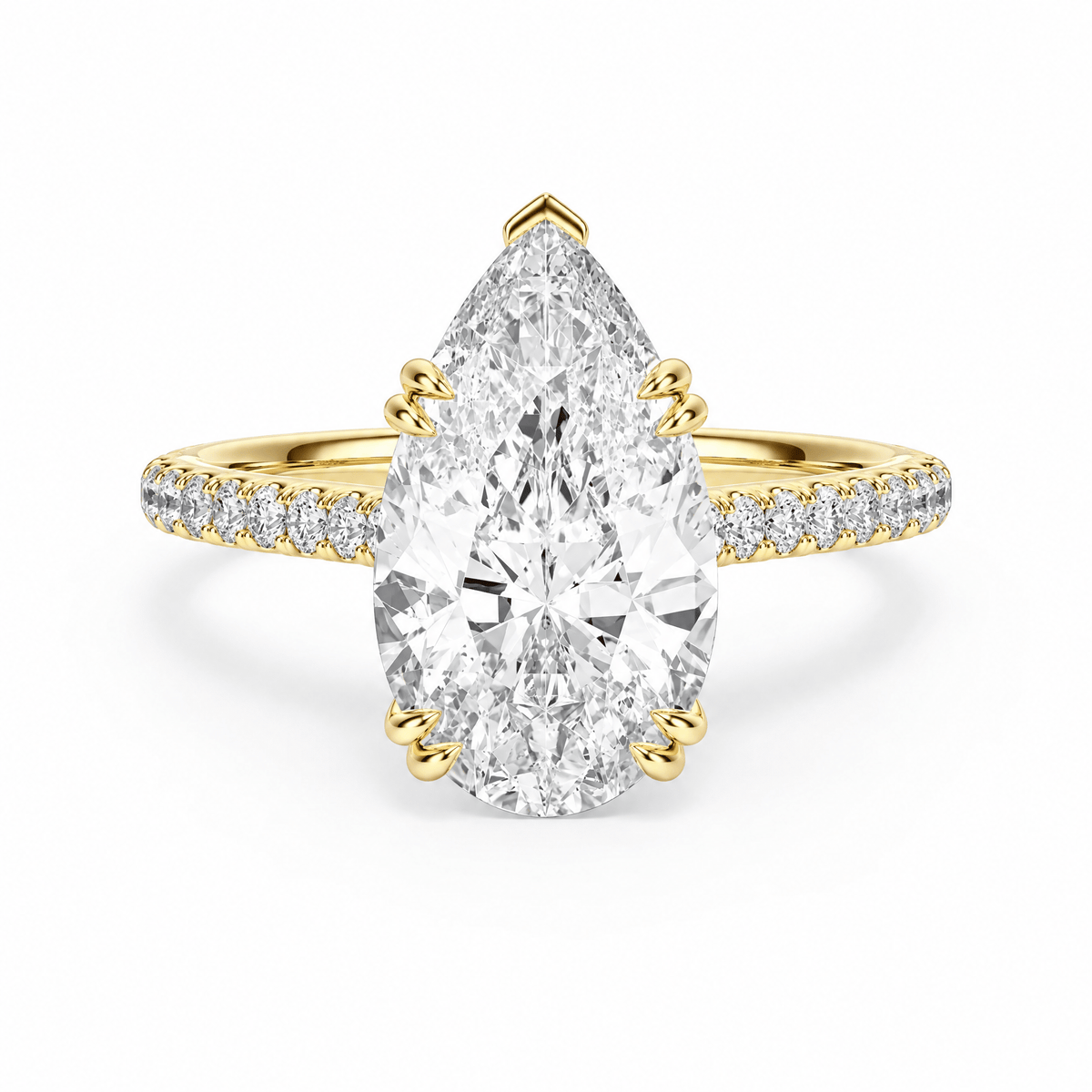 Cathedral Pavé Pear Diamond Engagement Ring With Double Prong in Ring by 18 KARATS INC.