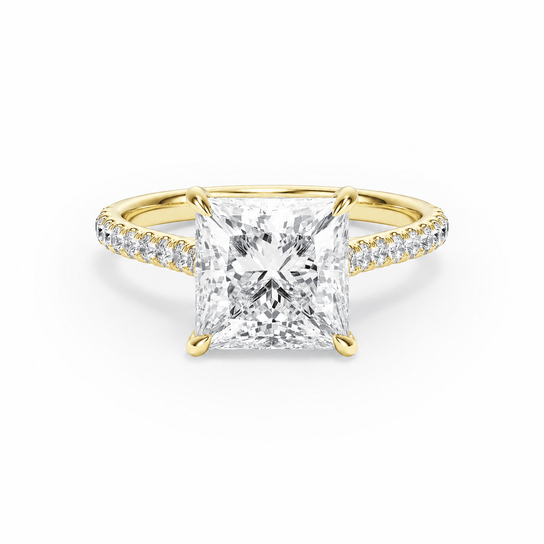 Cathedral Pavé Princess Diamond Engagement Ring in Ring by 18 KARATS INC.