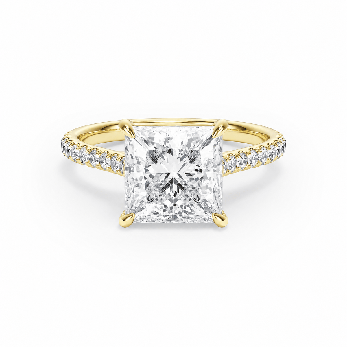 Cathedral Pavé Princess Diamond Engagement Ring in Ring by 18 KARATS INC.