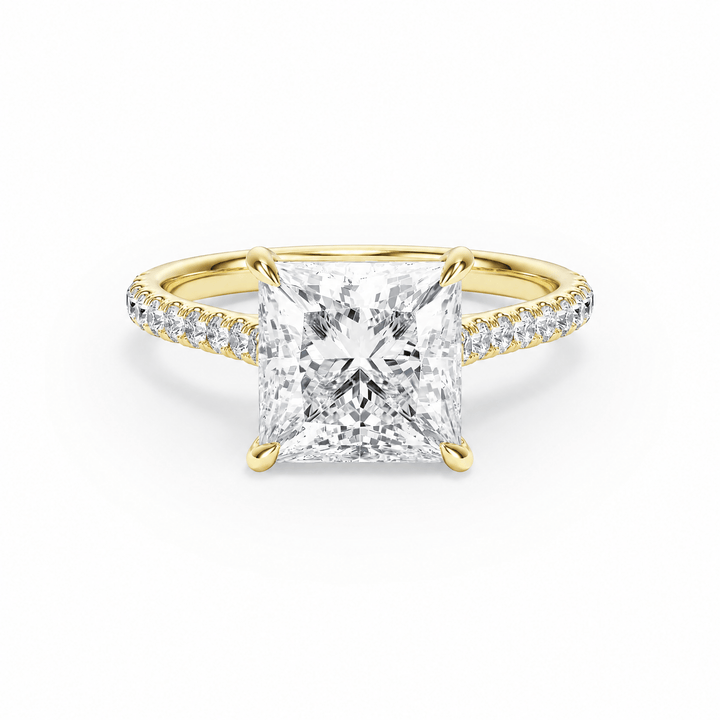 Cathedral Pavé Princess Diamond Engagement Ring in Ring by 18 KARATS INC.