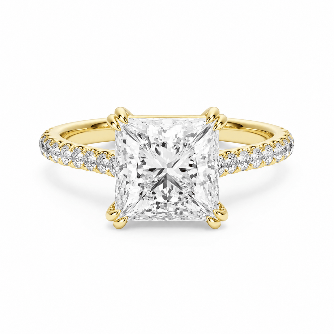 Cathedral Pavé Princess Diamond Engagement Ring With Double Prong in Ring by 18 KARATS INC.