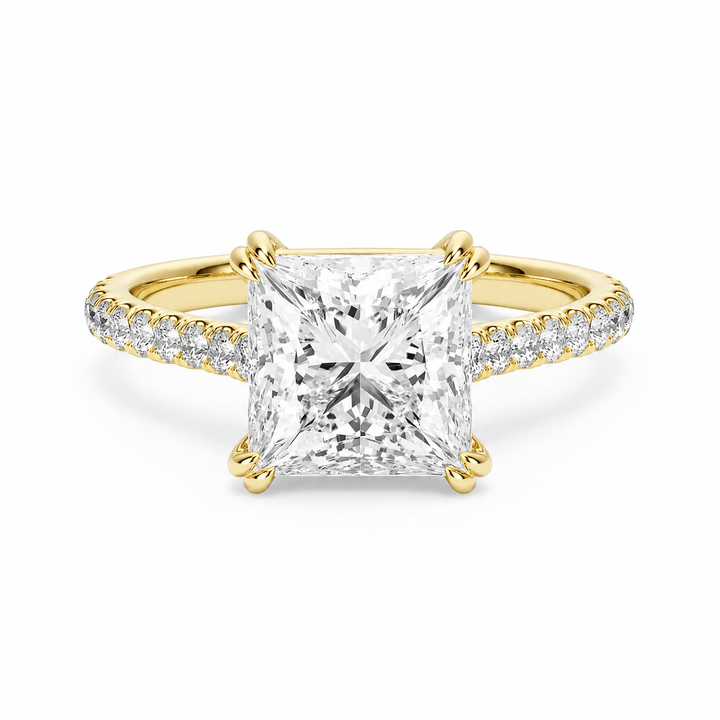 Cathedral Pavé Princess Diamond Engagement Ring With Double Prong in Ring by 18 KARATS INC.