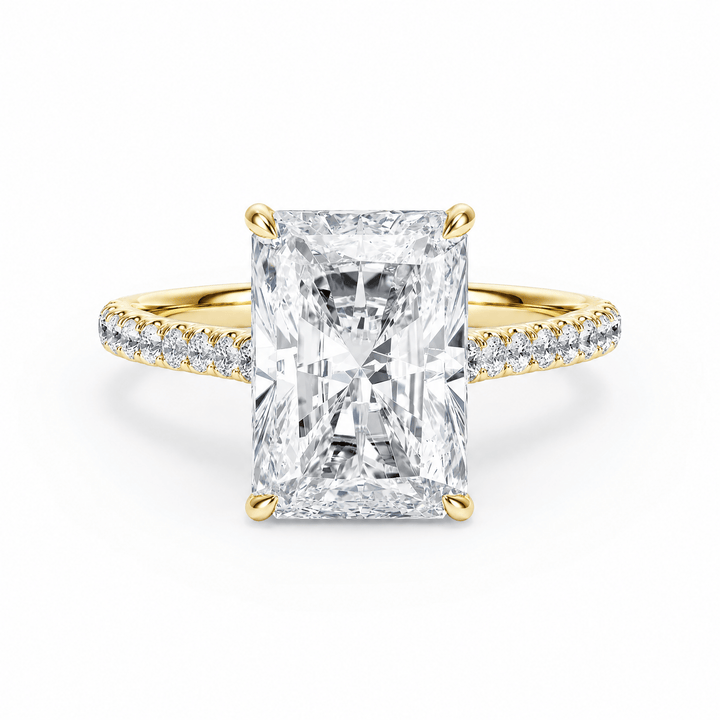Cathedral Pavé Radiant Diamond Engagement Ring in Ring by 18 KARATS INC.