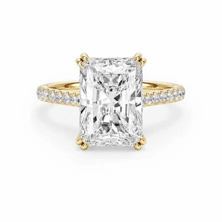 Cathedral Pavé Radiant Diamond Engagement Ring With Double Prong in Ring by 18 KARATS INC.