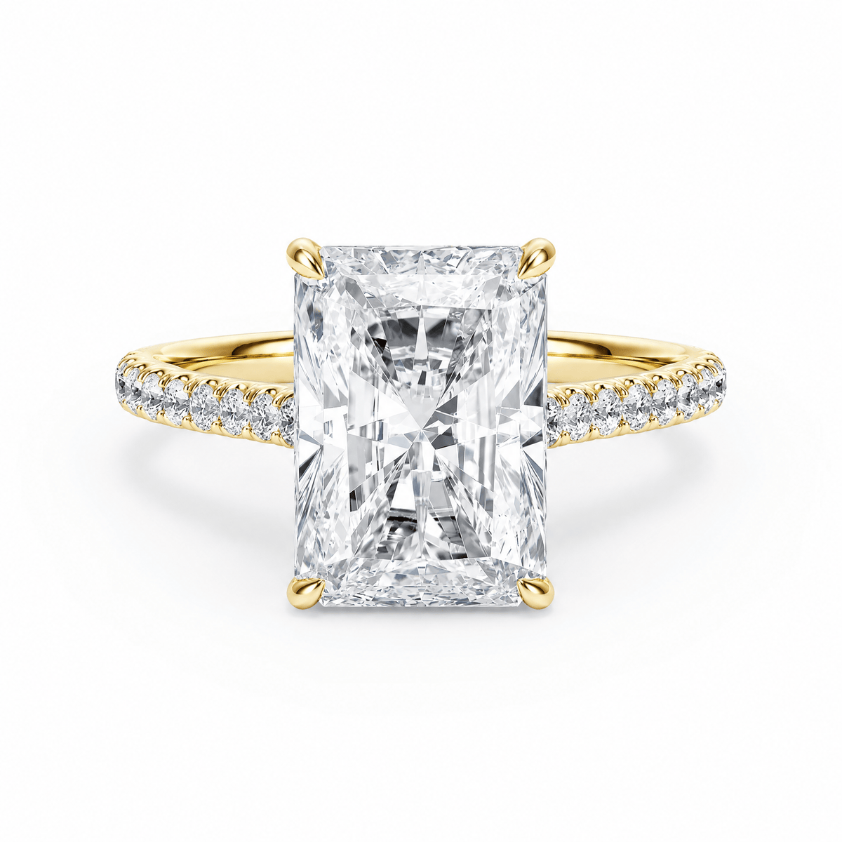 Cathedral Pavé Radiant Lab Diamond Engagement Ring in Ready Rings by 18 KARATS INC.