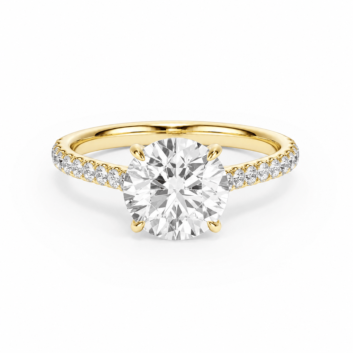 Cathedral Pavé Round Diamond Engagement Ring in Ring by 18 KARATS INC.