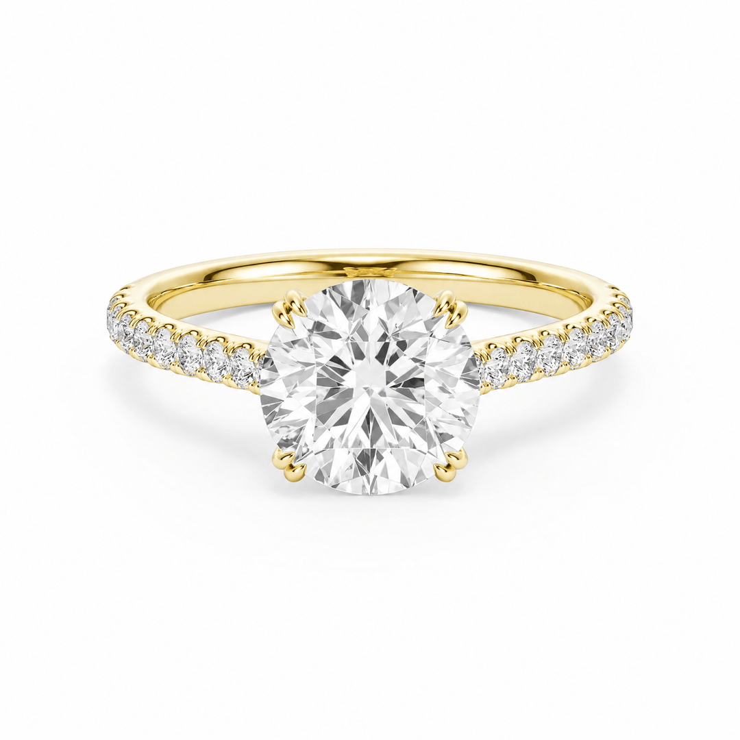 Cathedral Pavé Round Diamond Engagement Ring With Double Prong in Ring by 18 KARATS INC.