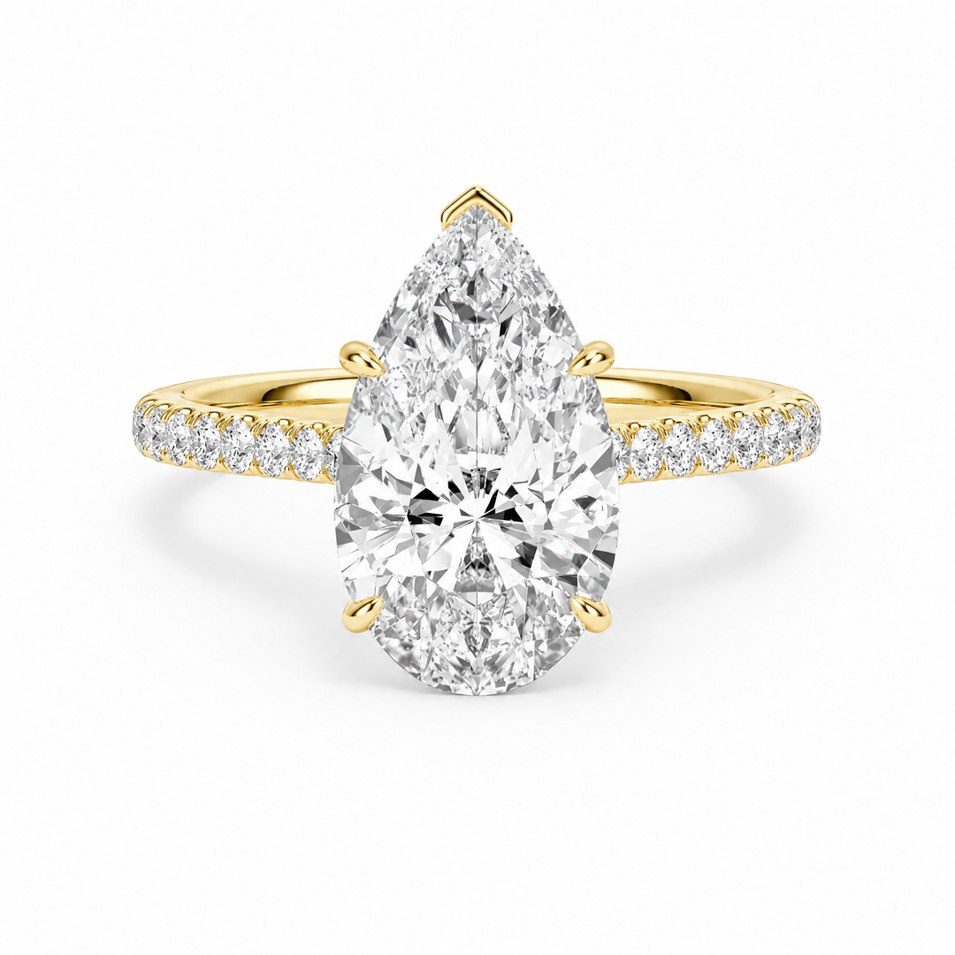 Cathedral Pavé Pear Diamond Engagement Ring