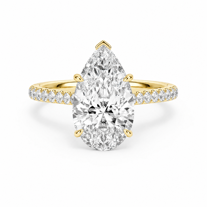 Cathedral Pavé Pear Diamond Engagement Ring