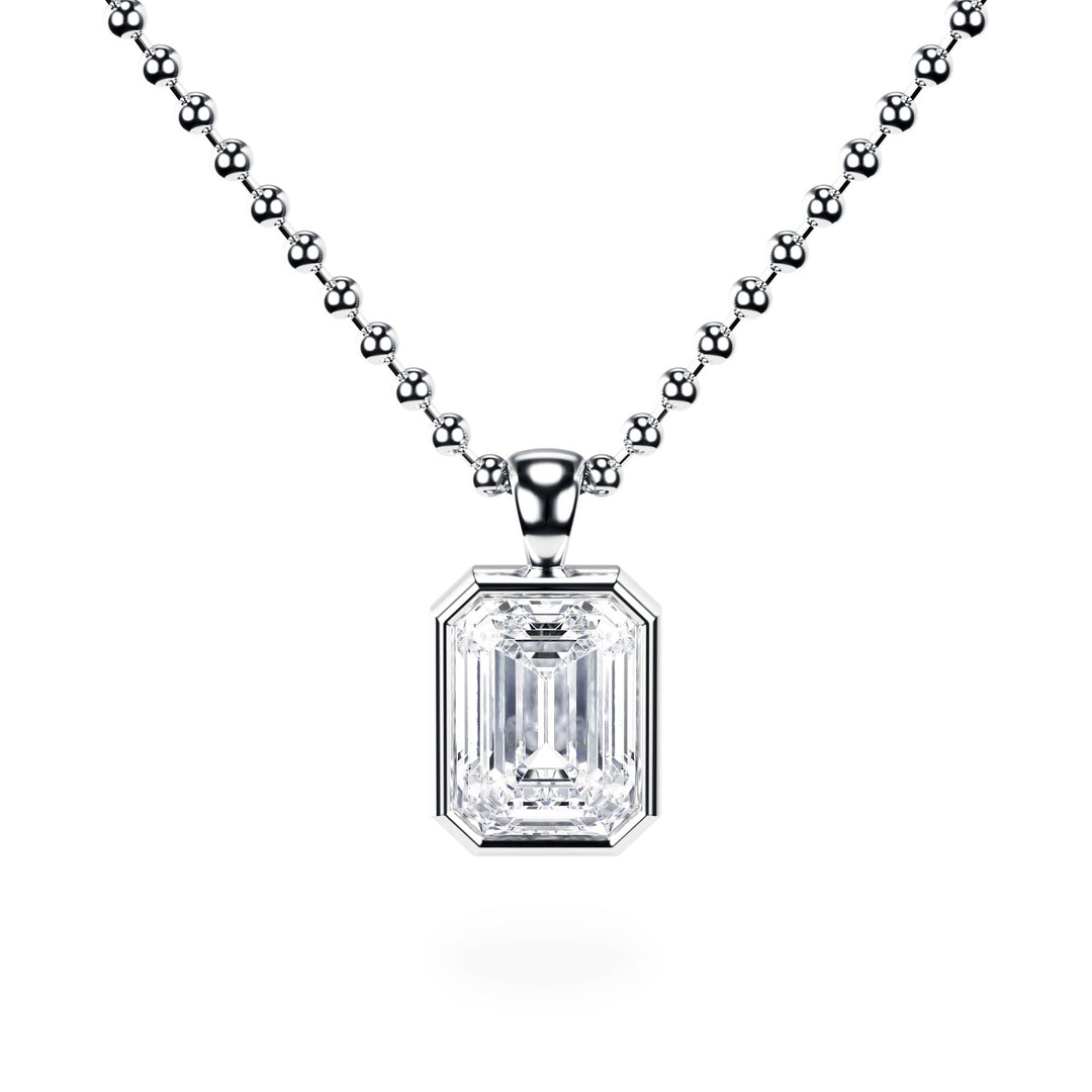 Celeste Bezel Emerald Diamond Necklace - P1116 in Necklace by 18 KARATS INC.